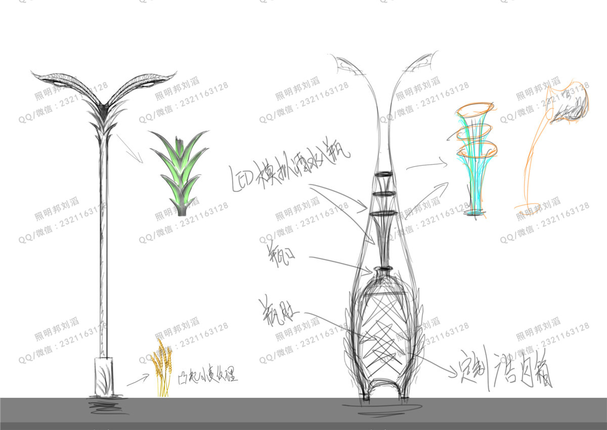 灯具设计三件套——手绘+结构+效果图 - 普象网